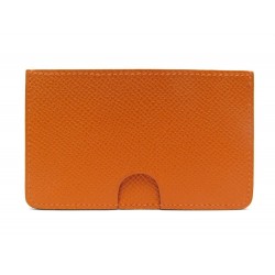 NEUF PORTE CARTES HERMES EN CUIR EPSOM ORANGE NEW LEATHER CARD HOLDER 450€