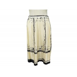 NEUF JUPE HERMES FLEURS ART NOUVEAU T38 M EN SOIE PLISSEE BEIGE SILK SKIRT 2300€