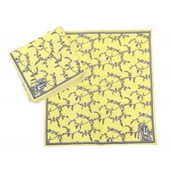 NEUF LOT 6 SERVIETTES DE TABLE HERMES ELEPHANT COTON JAUNE + BOITE NAPKINS SET