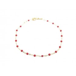 NEUF BRACELET GIGI CLOZEAU CLASSIQUE RUBIS OR JAUNE 18K ET RESINE ROUGE 165€