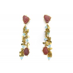 NEUF BOUCLES D'OREILLES CHRISTIAN LACROIX PENDANTES PIERRES ET COEURS EARRINGS