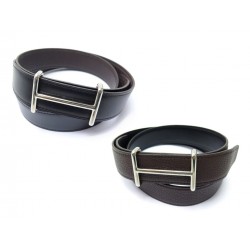 CEINTURE HERMES BOUCLE H IDEM ACIER ET LIEN REVERSIBLE T80 CUIR TOGO & BOX 610€