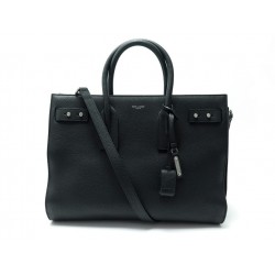 SAC A MAIN YVES SAINT LAURENT DE JOUR CUIR GRAINE NOIR BANDOULIERE HANDBAG 2750€