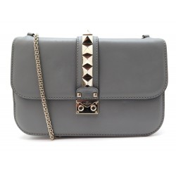 SAC A MAIN VALENTINO GLAM LOCK CUIR GRIS 