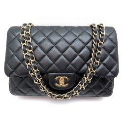 SAC A MAIN CHANEL TIMELESS JUMBO BANDOULIERE CUIR MATELASSE NOIR HAND BAG 6600€