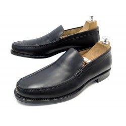 CHAUSSURES SANTONI 10 IT 45 FR MOCASSINS EN CUIR NOIR + BOITE LOAFERS SHOES 860€