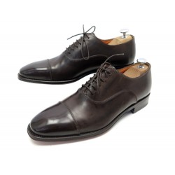 NEUF CHAUSSURES SANTONI 6981 7F 42 RICHELIEU CUIR MARRON NEW LEATHER SHOES 755€