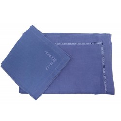 LOT HERMES 12 SET TABLE ET 12 SERVIETTES EN LIN BLEU BLUE LINEN TOWELS TABLE SET