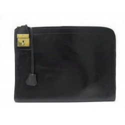 VINTAGE SACOCHE HERMES PORTE DOCUMENTS EN CUIR BOX NOIR DOCUMENT HOLDER 2030€