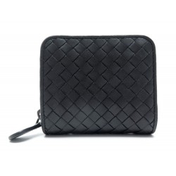 NEUF PORTEFEUILLE BOTTEGA VENETA PORTE MONNAIE CUIR TRESSE NOIR NEW WALLET 350€