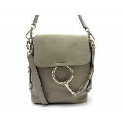 NEUF SAC A MAIN A DOS CHLOE FAYE MM BANDOULIERE EN CUIR ET DAIM TAUPE BAG 1490€