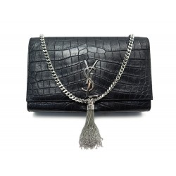 NEUF SAC A MAIN YVES SAINT LAURENT KATE MEDIUM POMPON 354119 CUIR NOIR BAG 1750€