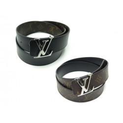 CEINTURE LOUIS VUITTON M9821 LV INITIALES REVERSIBLE 90 TOILE MONOGRAM BELT 420€