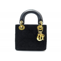 SAC A MAIN CHRISTIAN DIOR LADY MICRO EN AGNEAU VELOURS NOIR SUEDE HAND BAG 3200€