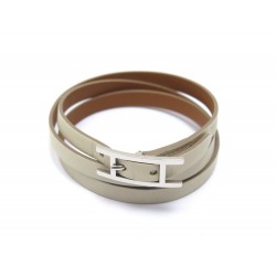 NEUF BRACELET HERMES HAPI 3 15-20 CM EN CUIR DE VEAU SWIFT CREME + BOITE 295€