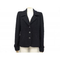 NEUF VESTE CHANEL P36434 T42 L TWEED DE LAINE NOIR NEW BLACK WOOL JACKET 4520€