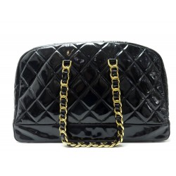 SAC DE VOYAGE A MAIN CHANEL WEEKEND CUIR VERNI NOIR 