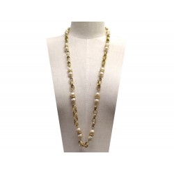 COLLIER CHANEL SAUTOIR MATELASSE 2008 METAL DORE ET PERLES 