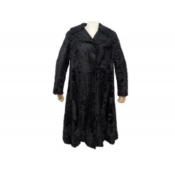 MANTEAU LONG YVES SAINT LAURENT L 42 FOURRURE ASTRAKAN SWAKARA NOIR FUR COAT