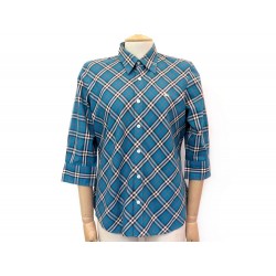 NEUF CHEMISE BURBERRY TAILLE 38 M EN COTON TARTAN BLEU NEW COTTON SHIRT 370€