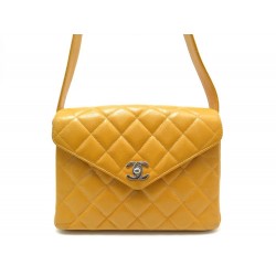 SAC CHANEL CUIR ORANGE FERMOIR CC 