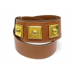 VINTAGE CEINTURE HERMES 1958 T 70 EN CUIR MARRON & METAL DORE BROWN LEATHER BELT