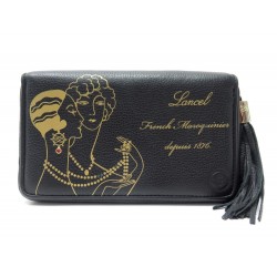 PORTEFEUILLE POCHETTE LANCEL CUIR NOIR 