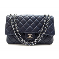 NEUF SAC A MAIN CHANEL TIMELESS JUMBO BANDOULIERE EN CUIR BLEU HAND BAG 6600€