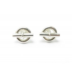 BOUCLES D OREILLE HERMES CHAINE D ANCRE ARGENT MASSIF 