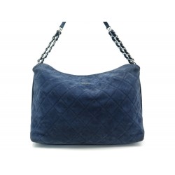 SAC CHANEL SHOPPING VELOURS BLEU 