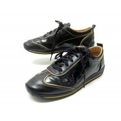 CHAUSSURES LOUIS VUITTON BASKETS 37.5 EN CUIR VERNI NOIR SNEAKERS SHOES 620€