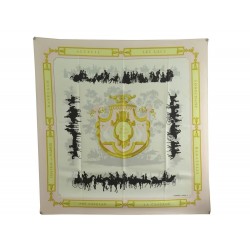 FOULARD HERMES BOIS DE BOULOGNE HUGO GRYGKAR SOIE ROSE + BOITE SILK SCARF 375€