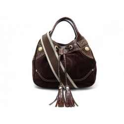 SAC LANCEL DAIM ET CUIR MARRON 