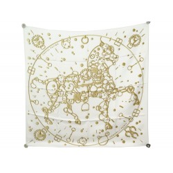 NEUF FOULARD HERMES CHEVAL FUSION D. RYBALTCHENKO SOIE BLANC NEW SILK SCARF 375€