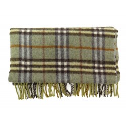 NEUF ECHARPE BURBERRY MOTIF CHECK TARTAN 140 X 30 CM CACHEMIRE VERT SCARF 420€