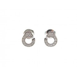 NEUF BOUCLES OREILLES DINH VAN 867322 MENOTTES OR BLANC & DIAMANTS R7.5 1250