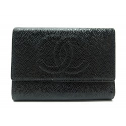 PORTEFEUILLE CHANEL LOGO CC CUIR CAVIAR NOIR 1