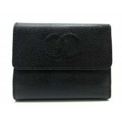 PORTEFEUILLE CHANEL LOGO CC CUIR CAVIAR NOIR 1 2