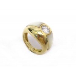 BAGUE MAUBOUSSIN NADIA T52 EN OR JAUNE 11GR NACRE & DIAMANT SOLITAIRE 1 CT RING