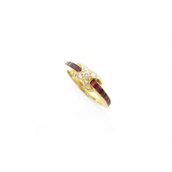 BAGUE TIFFANY INFINITY T 50 OR JAUNE DIAMANTS ET RUBIS GOLD DIAMONDS RING 2650€