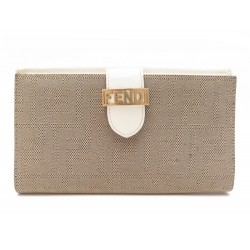 PORTEFEUILLE FENDI 8M0097 TOILE MONOGRAMME FF & CUIR MARRON MONNAIE WALLET 590€