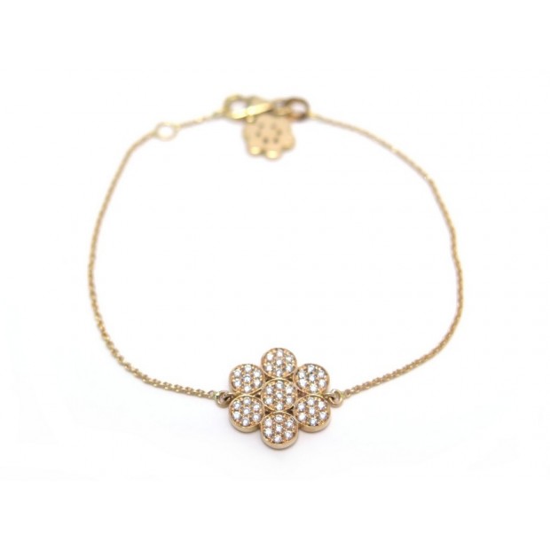 NEUF BRACELET FLEURS 16 CM EN OR ROSE 18K ET DIAMANTS NEW PINK GOLD FLOWER JEWEL