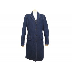 VESTE LONGUE RALPH LAUREN L 42 MANTEAU DENIM JEAN EN COTON BLEU JACKET 2750€