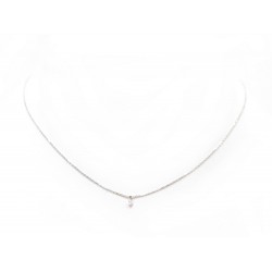 NEUF COLLIER LA BRUNE & LA BLONDE 360 OR BLANC 18K DIAMANT 0.1 CT SOLITAIRE 790€