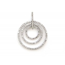 NEUF PENDENTIF CERCLE EN OR BLANC 14K 120 DIAMANTS WHITE GOLD DIAMONDS NECKLACE