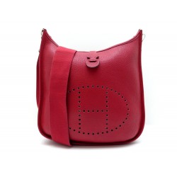 SAC A MAIN HERMES EVELYNE III PM BANDOULIERE CUIR TAURILLON CLEMENCE ROUGE 2420€