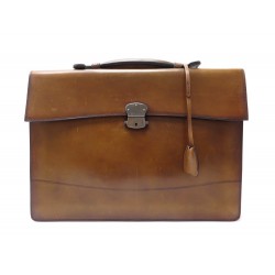 SACOCHE BERLUTI E SUO CUIR PATINE MARRON BROWN LEATHER BRIEFCASE 