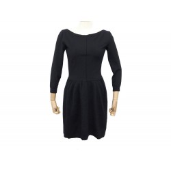 NEUF ROBE PULL LOUIS VUITTON 38 M MANCHES LONGUES LAINE MOHAIR NOIR DRESS 2210€