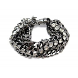 NEUF BRACELET GIVENCHY CHAINE 20 CM EN METAL NOIR ET STRASS NEW BLACK JEWEL 450€