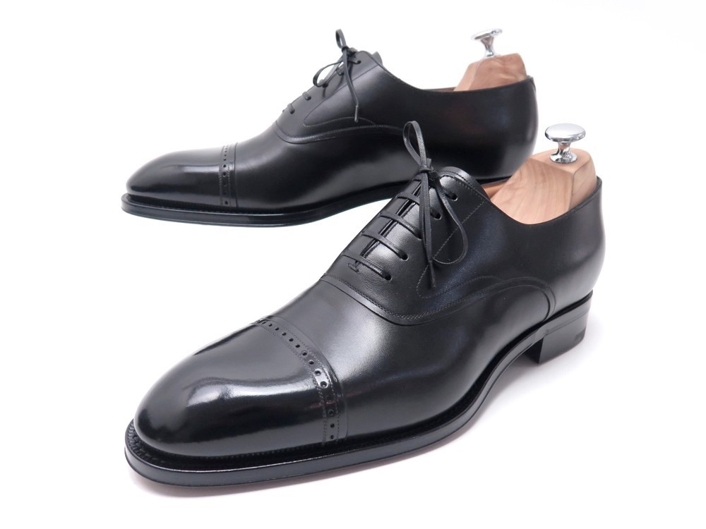 Louis Vuitton Mens Oxford Shoes Black Leather Round Toe Lace Up Italy Size 8